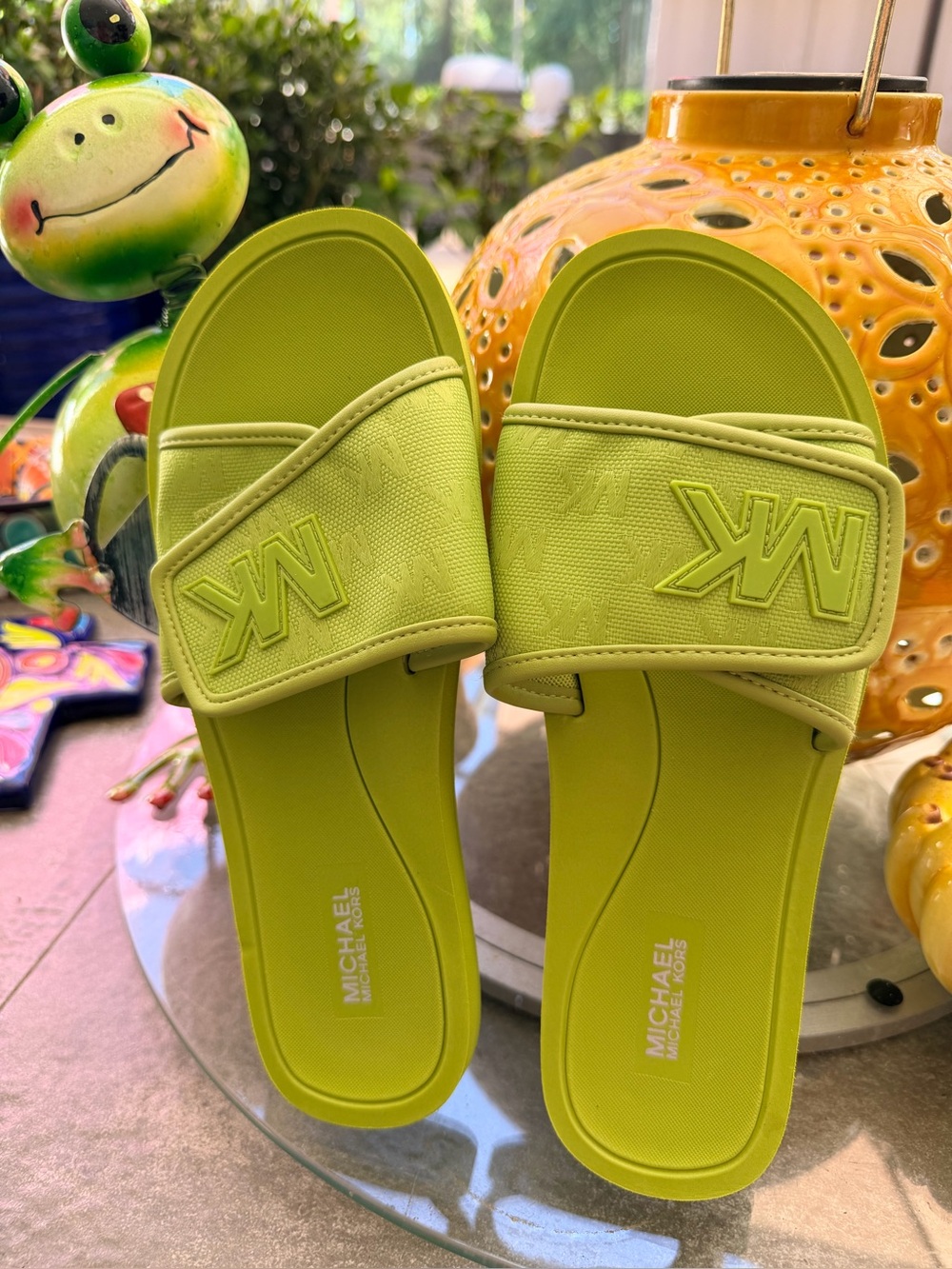 Michael Kors Neon Lime Slide Sandals